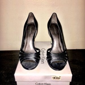 Calvin Klein Black Satin 4 inch heels